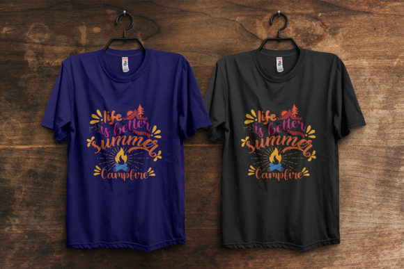Summer Camp Fire T-Shirt Graphics & Print Templates