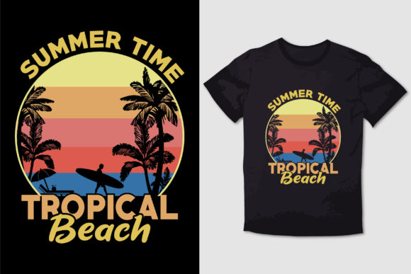 Summer Time Tropical Beach Graphics & T-Shirt Designs