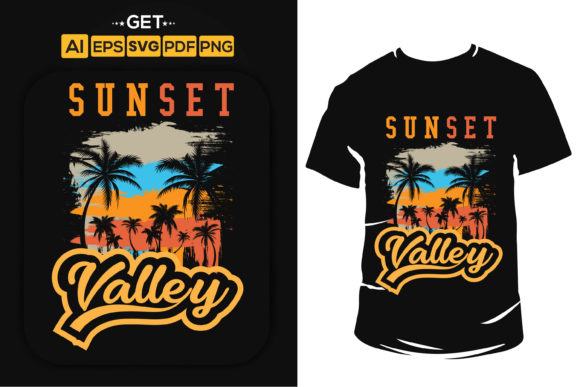 Sunset Valley with Palm: Graphics & Print Templates Review